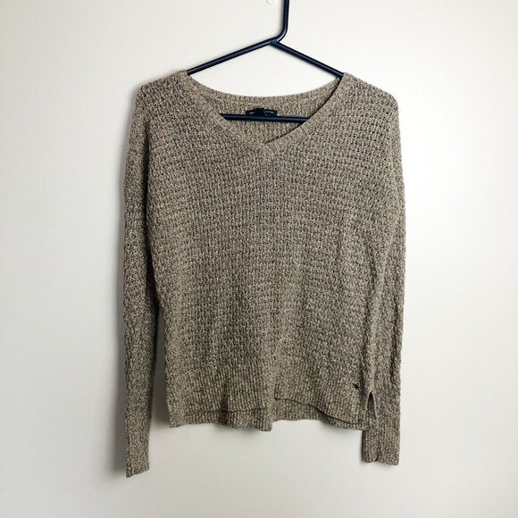 American Eagle Soft Neutral Knit V Neck Sweater XS - Picture 1 of 10